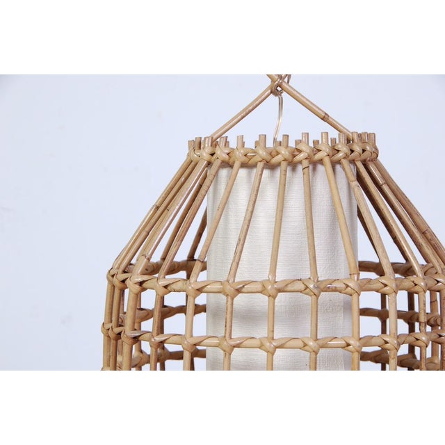 Oval Mirror Set and Bamboo Chandelier attributed to Franco Albini, 1960s, Set of 2 For Sale - Image 6 of 18