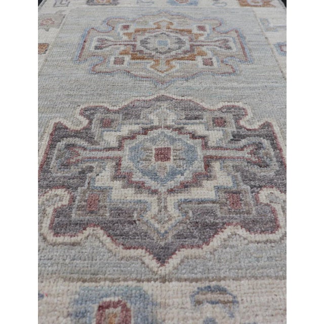 Traditional Modern Oushak Medallion Motif's on Light Grey Background and Earthy Tones For Sale - Image 3 of 8