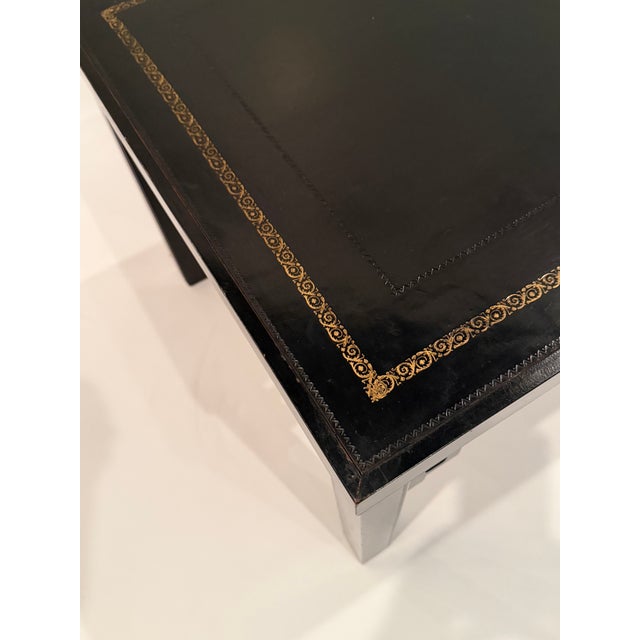 Black Black Tooled Leather & Gold Embossed End Tables- A Pair For Sale - Image 8 of 9