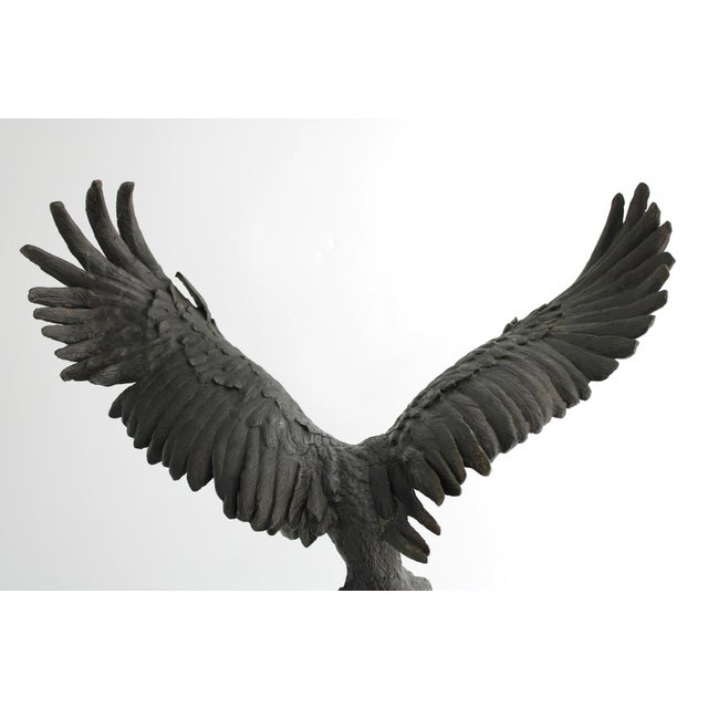 Antique French Bronze Sculpture of Eagle Falcon by Jules Moigniez, Large 24" For Sale - Image 11 of 15
