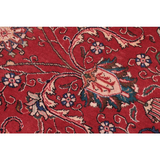 1980s Shabby Chic Persian Tabriz Red/Beige Wool Rug - 8'10'' X 11'10'' For Sale - Image 5 of 10