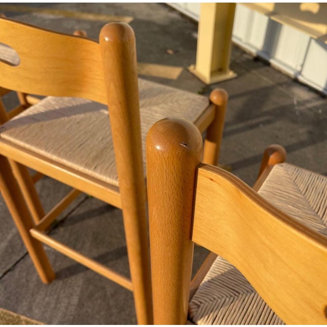 Wood Postmodern Lowenstein Padova Dowel Wood Counter Height Bar Stool Chairs Set of 3 For Sale - Image 7 of 10