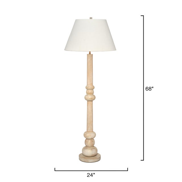 Augustine Floor Lamp, White Washed Wood A traditional spindle lamp is transformed, becoming fresh and modern with an easy,...