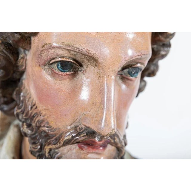 18th Century Italian Polychrome Carved Oak Bishop Statue For Sale - Image 3 of 18