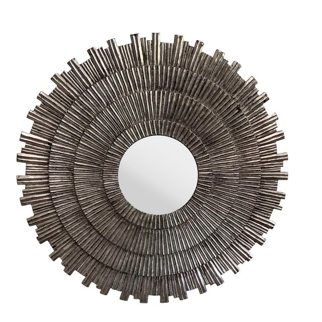 Vintage Silvered Sunburst Mirror For Sale