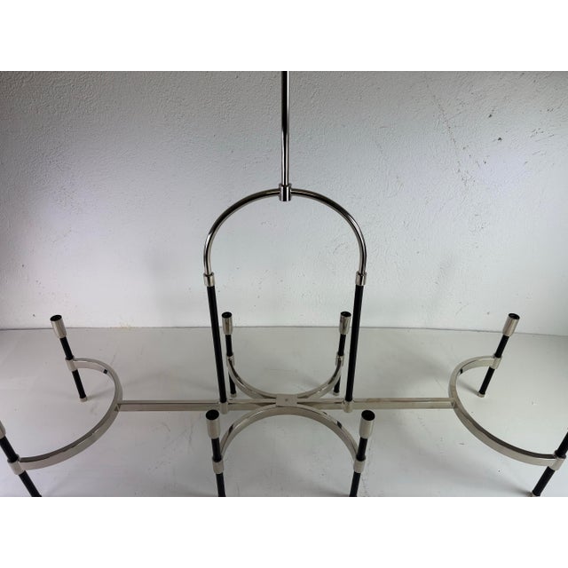 Ralph Lauren Late 20th Century Ralph Lauren Nickel and Leather Chandelier For Sale - Image 4 of 12