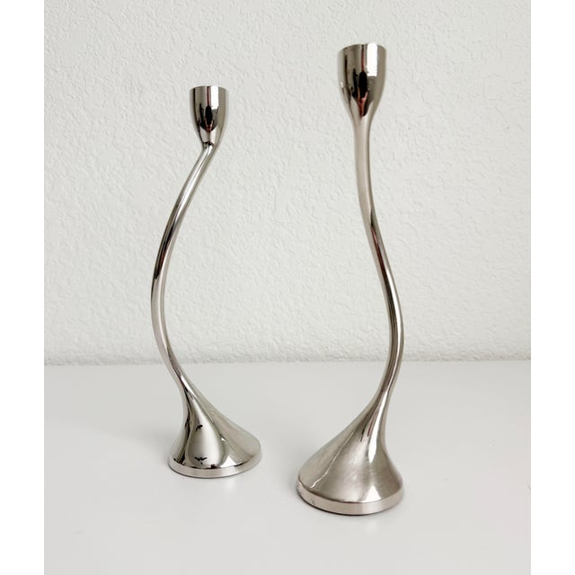 Vintage Nesting Zigzag Candlesticks - A Pair For Sale - Image 4 of 11