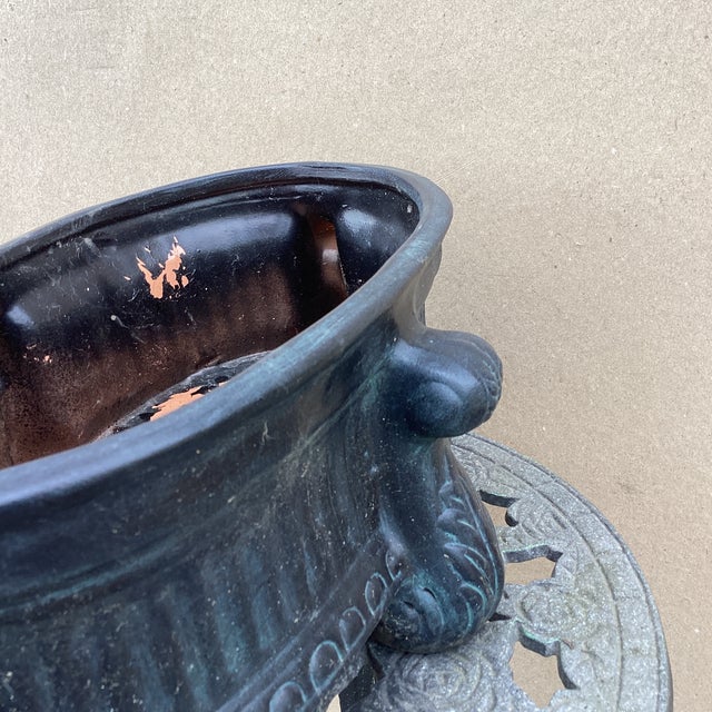 Vintage Ceramic Footed Jardiniere/Planter Neoclassical Design For Sale - Image 9 of 12