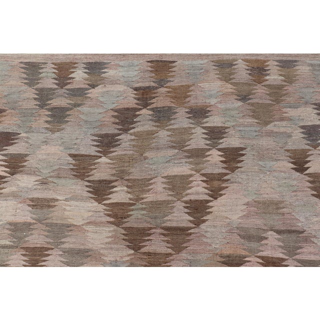 Vintage Turkish Kars Kilim in Soft Taupe, Sage Green, Sand, and Warm Cocoa For Sale - Image 12 of 15