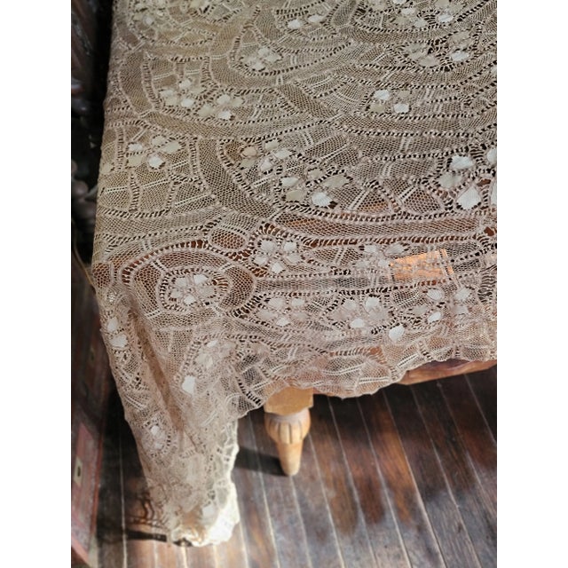Large Antique Tatted Tablecloth For Sale - Image 11 of 12