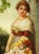 Portrait of a beautiful woman holding a bouquet of flowers, standing on a balcony, signed H Rodeck, the pseudonym for the...