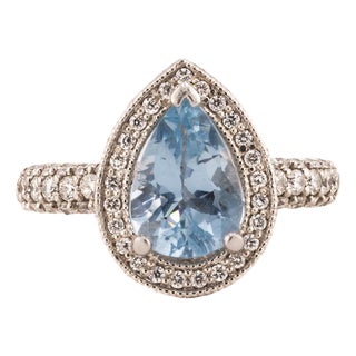 Late 20th Century Pristine Aquamarine Ring, Size 5 For Sale