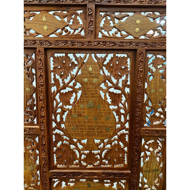 This four-panel folding screen was imported from Iran in the 1970s and showcases extraordinary Middle Eastern...