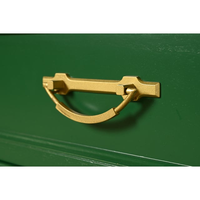White Furniture French Regency Louis XVI Green Lacquered Dresser or Credenza, Newly Refinished For Sale - Image 12 of 17