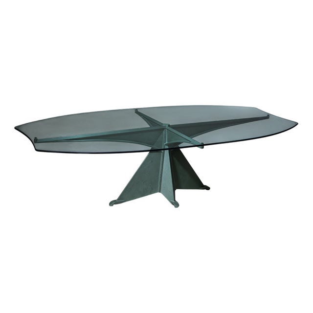 Model Alada Dining Table in Aluminum and Glass by Oscar Tusquets for Casas, Spain, 1980s For Sale