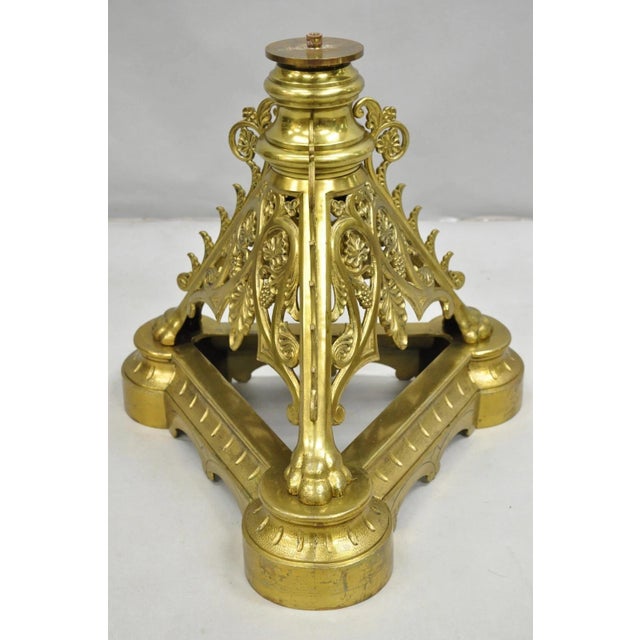 French Empire Renaissance Bronze Paw Foot Pedestal Base Round Glass Coffee Table For Sale - Image 11 of 12