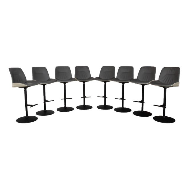 Nuez Leather Bar Stools from Andreu World, Set of 8 For Sale