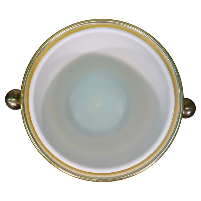 International Silver Glitzy Chrome Standing Champagne Ice Bucket With Brass Ball Shaped Handles For Sale - Image 4 of 6