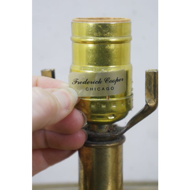 Late 20th Century Frederick Cooper Chinoiserie Tea Caddy Crane Canister Lamp Leather Shade 27" For Sale - Image 12 of 18