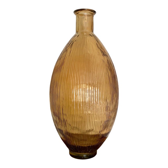 Gigantic Minimalist Modern Amber Color Glass Floor Vase Chairish