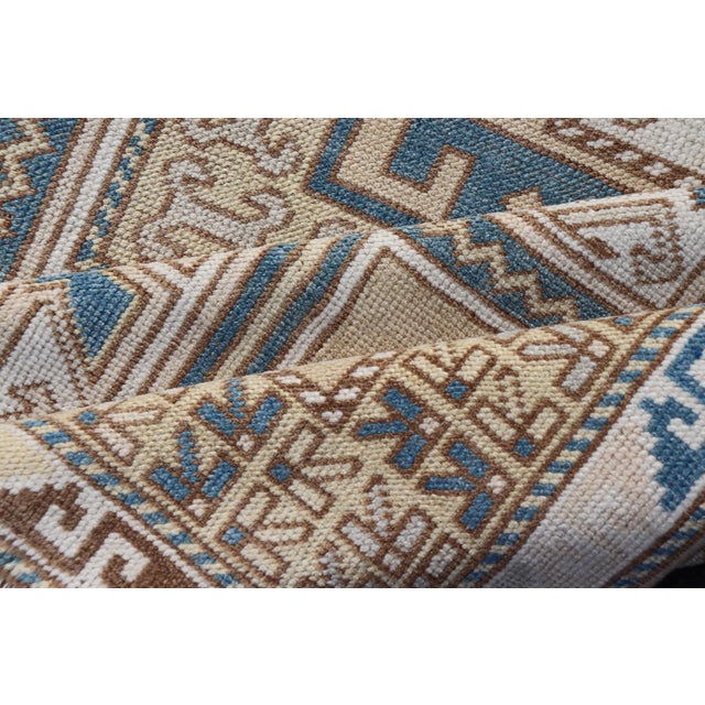 Vintage Turkish Medallion Oushak Rug in Blue, Mocha, and Taupe Measures 3'5"x5'8" For Sale - Image 9 of 10