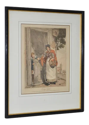 Cottage Girl Hand Colored Engraving C.1807