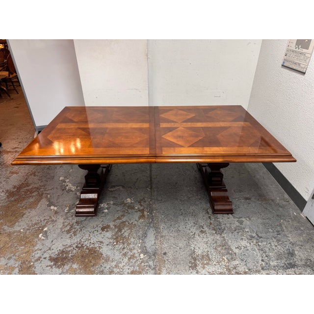 Traditional Stanley Furniture Trestle Extension Dining Table For Sale - Image 3 of 12