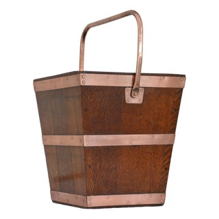 Victorian Oak Coal Bucket, 1870s For Sale