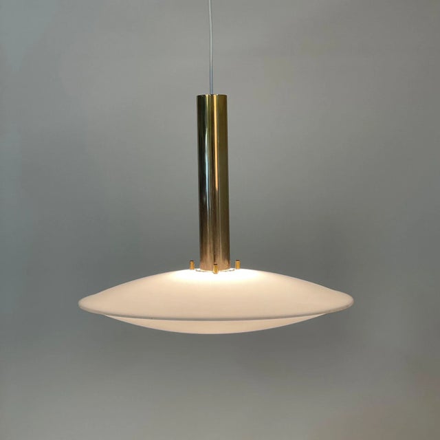 Swedish Pendant Lamp in Brass and Acrylic Glass from Asea, 1960s For Sale - Image 3 of 12