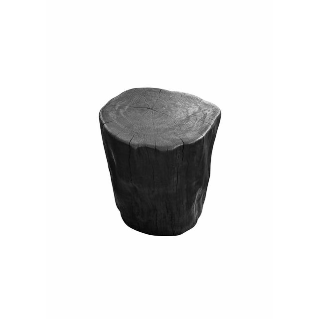 Natural Solid Lychee Wood Side Table Charred Finish, Modern Organic For Sale - Image 6 of 6