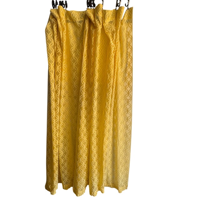 Textile Mid 20th Century Modern Geometric Yellow Sheer Curtains- A Pair For Sale - Image 7 of 11