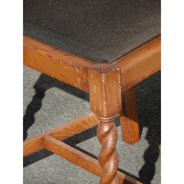 Set Four Vintage Oak Mission Style Barley Twist Oak Black Dining Room Chairs For Sale - Image 12 of 14
