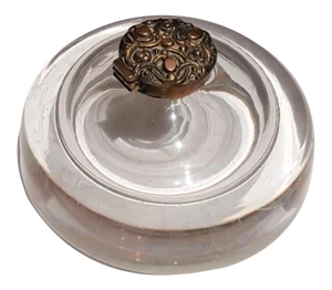 Antique Art Nouveau Repousse Brass & Glass Inkwell