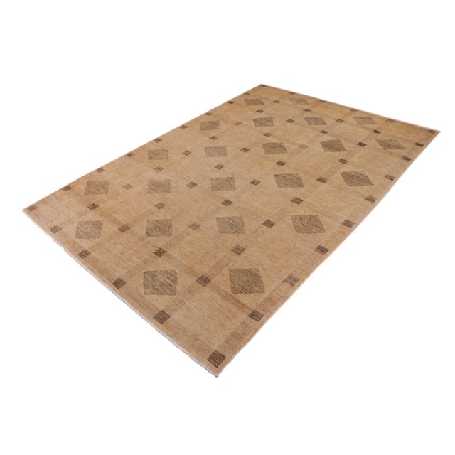 Shabby Chic Shabby Chic Gabbeh Tan/Green Wool Rug - 9'8'' X 14'4'' For Sale - Image 3 of 10