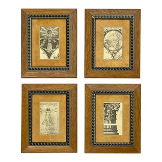 Set of Four Vintage Italian Architectural Prints in Ornate Wood Frames For Sale