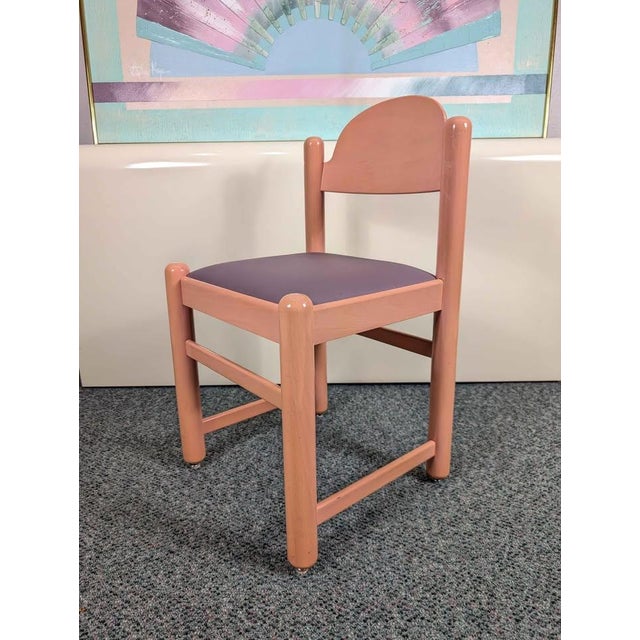 Vintage Pair of Pink & Purple Padova Dining Chairs by Hank Lowenstein For Sale - Image 9 of 10