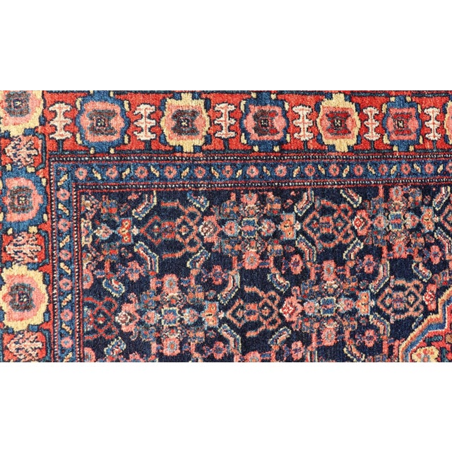 Blue Antique Persian Senneh Rug With Unique Medallion and All-Over Design 3'6 X 4'10 For Sale - Image 8 of 12