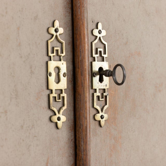 Dove Gray 18th C. Swedish Gustavian Period Gray Painted Secretary With Library For Sale - Image 8 of 18