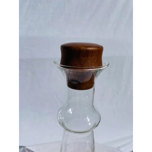 Vintage Mid Century Danish Modern Teak Topped Glass Decanter For Sale - Image 6 of 10