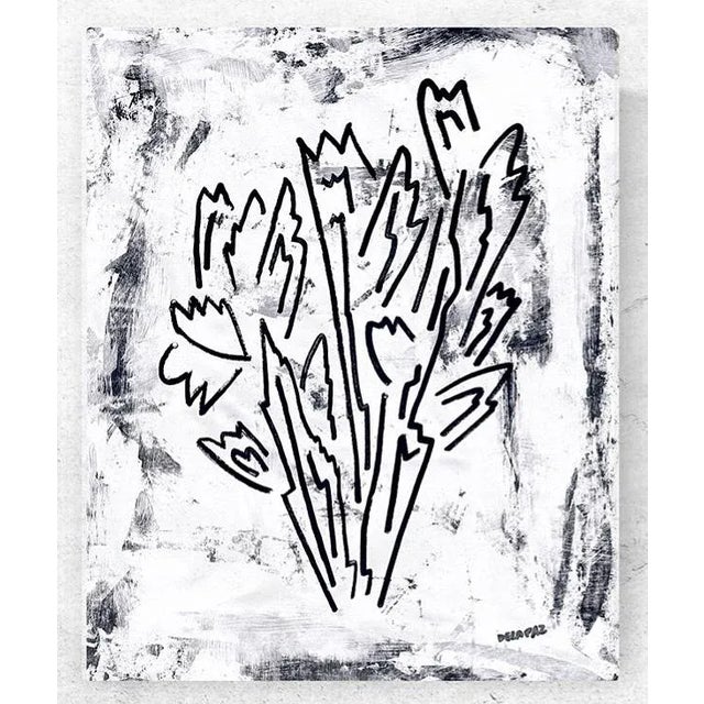 Contemporary "Vase à Fleurs" Contemporary Minimalist Still Life Mixed-Media Painting For Sale - Image 3 of 3