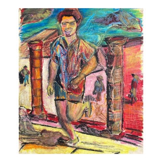 1960s Larry Connatser Mixed Media Portrait of a Man For Sale