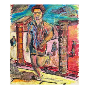 1960s Larry Connatser Mixed Media Portrait of a Man