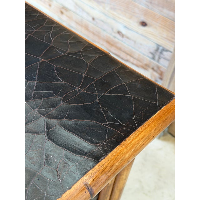 Ornamental & Decorative Materials Vintage Milling Road Baker Faux Bamboo Chest With Black Crackle Finish For Sale - Image 7 of 12