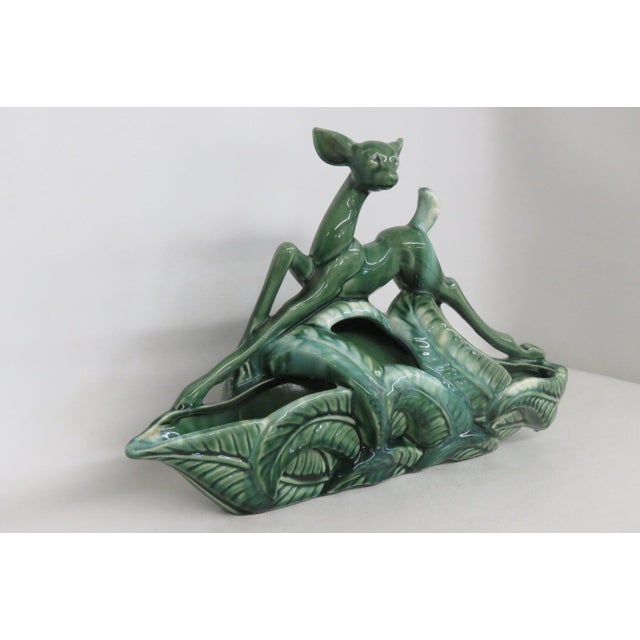 Mid 20th Century 1950s Mid Century Modern Phil Mar Deer Tv Lamp Planter Green Ceramic Works 4501b For Sale - Image 5 of 15