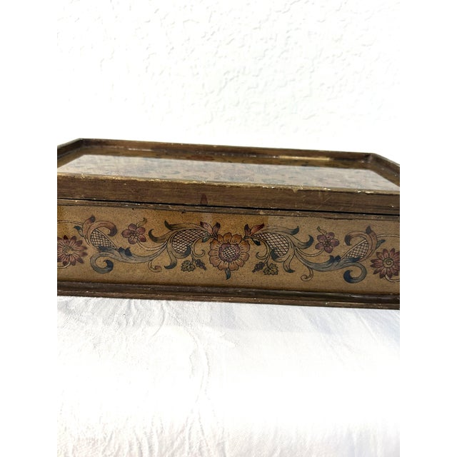 Vintage Robert M. Weiss Reverse Painted Glass & Wood Box For Sale - Image 4 of 7