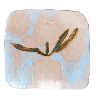 Handmade Ceramic Wall Tile, Floral Art Tile, Hand Painted Decorative Tile, Modern Pastel Wall Decor, Artisan Ceramic Panel For Sale