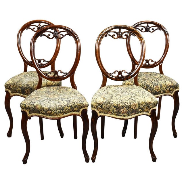 Victorian Carved Walnut Dining Chairs, 1880, Set of 4 For Sale - Image 9 of 9