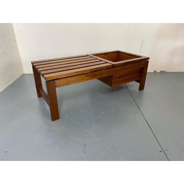 Mid-Century Modern Teak Slat Bench Side Table with Plant Stand, 1960s For Sale - Image 13 of 14