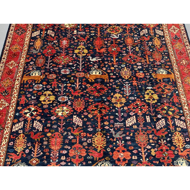 Shabby Chic Persian Navy/Orange Kafkaz Rug 8'2 X 10'0 For Sale - Image 6 of 10