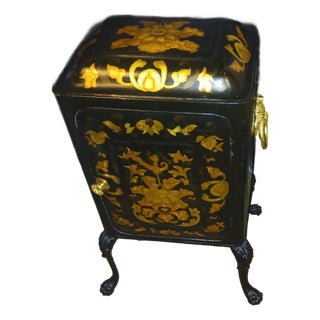 Antique Regency Early 19th Century Floral Toleware Rococo Chinoiserie Plate Warmer For Sale